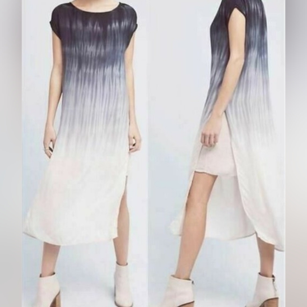 NWT Antropologue Horizon Fade Dress By Cloth & Stone Dyed Blue Ocean Waves.